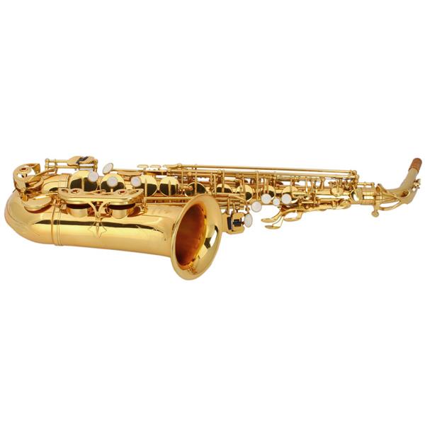 Mid-range Alto Drop E Lacquered Golden Saxophone Painted Golden Tube with Carve Patterns
