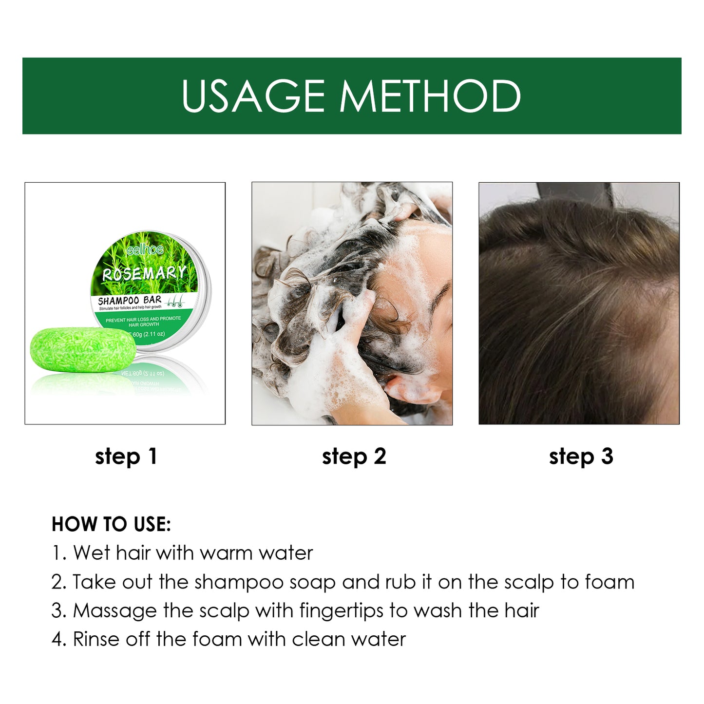 Rosemary Dense Hair Shampoo Soap To Remove Dandruff, Nourish Hair, Moisten Hair, Nourish Scalp And Improve Frizz