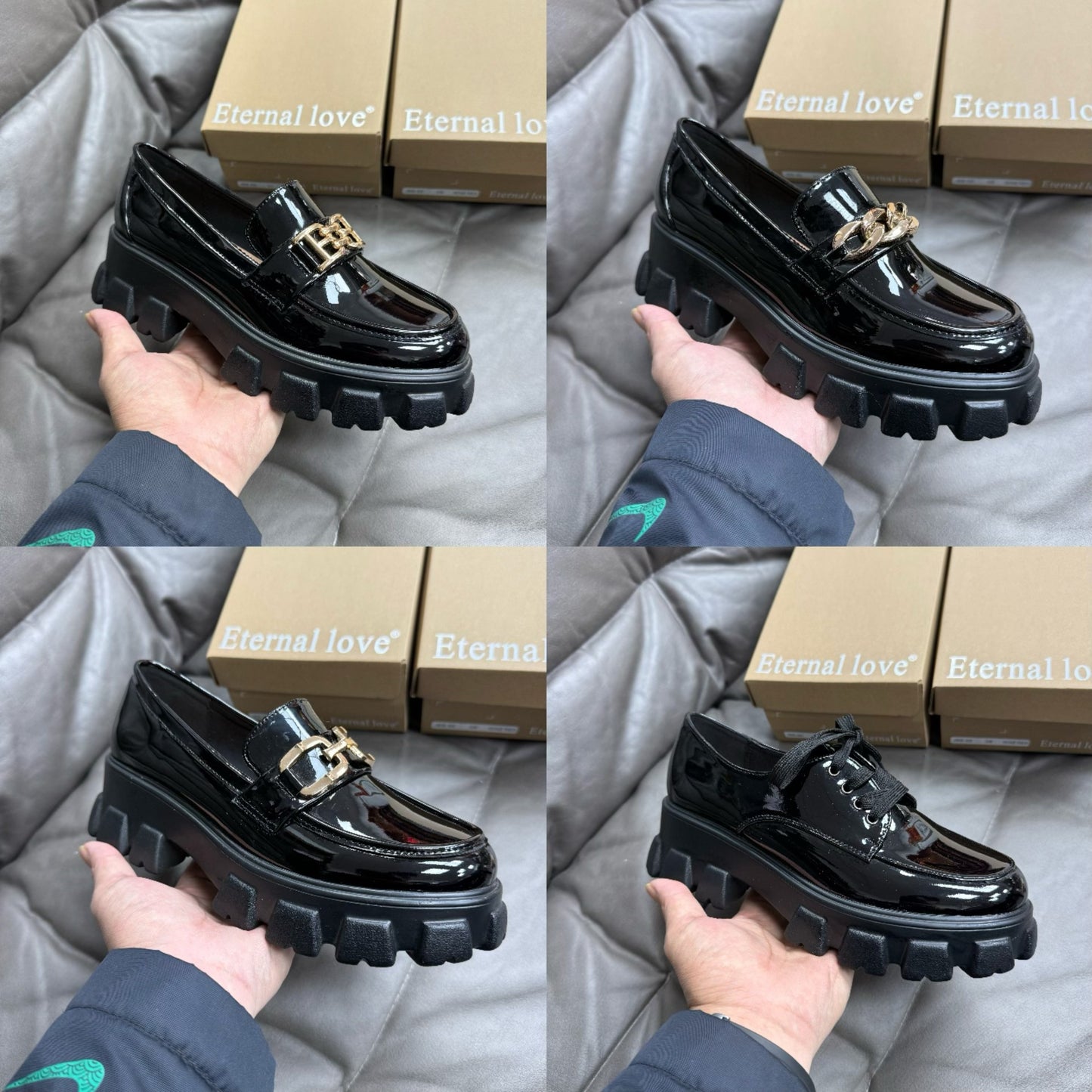 Platform leather shoes with hidden heel lift