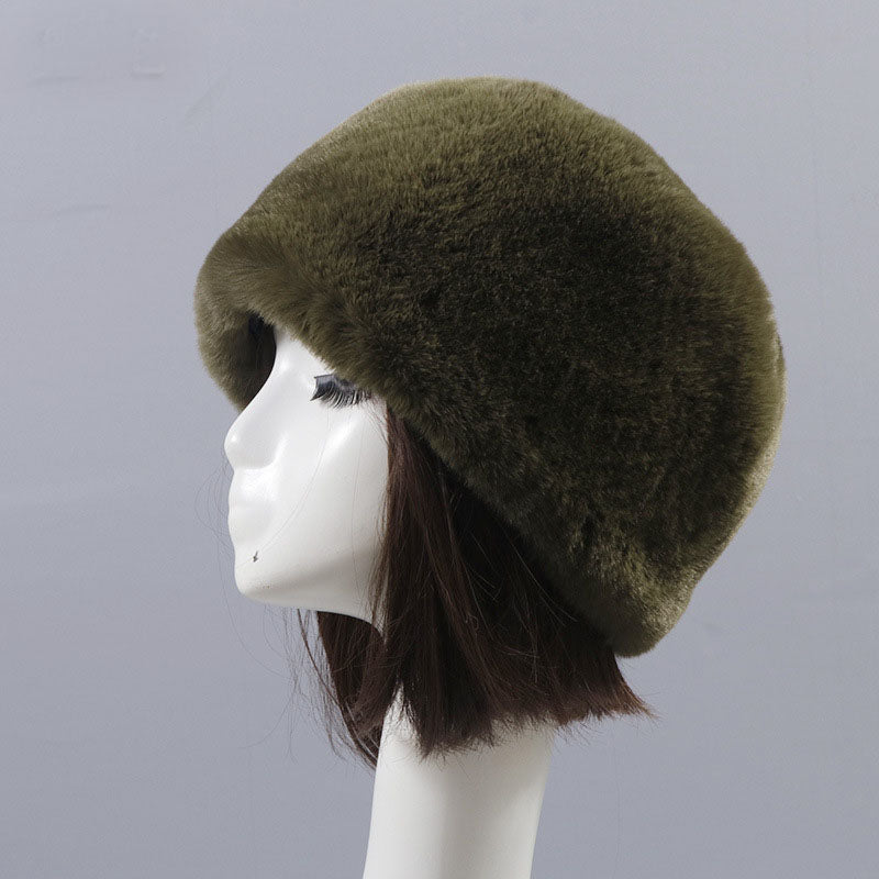 Otter Rabbit simulation fur round flat top brimless hat
