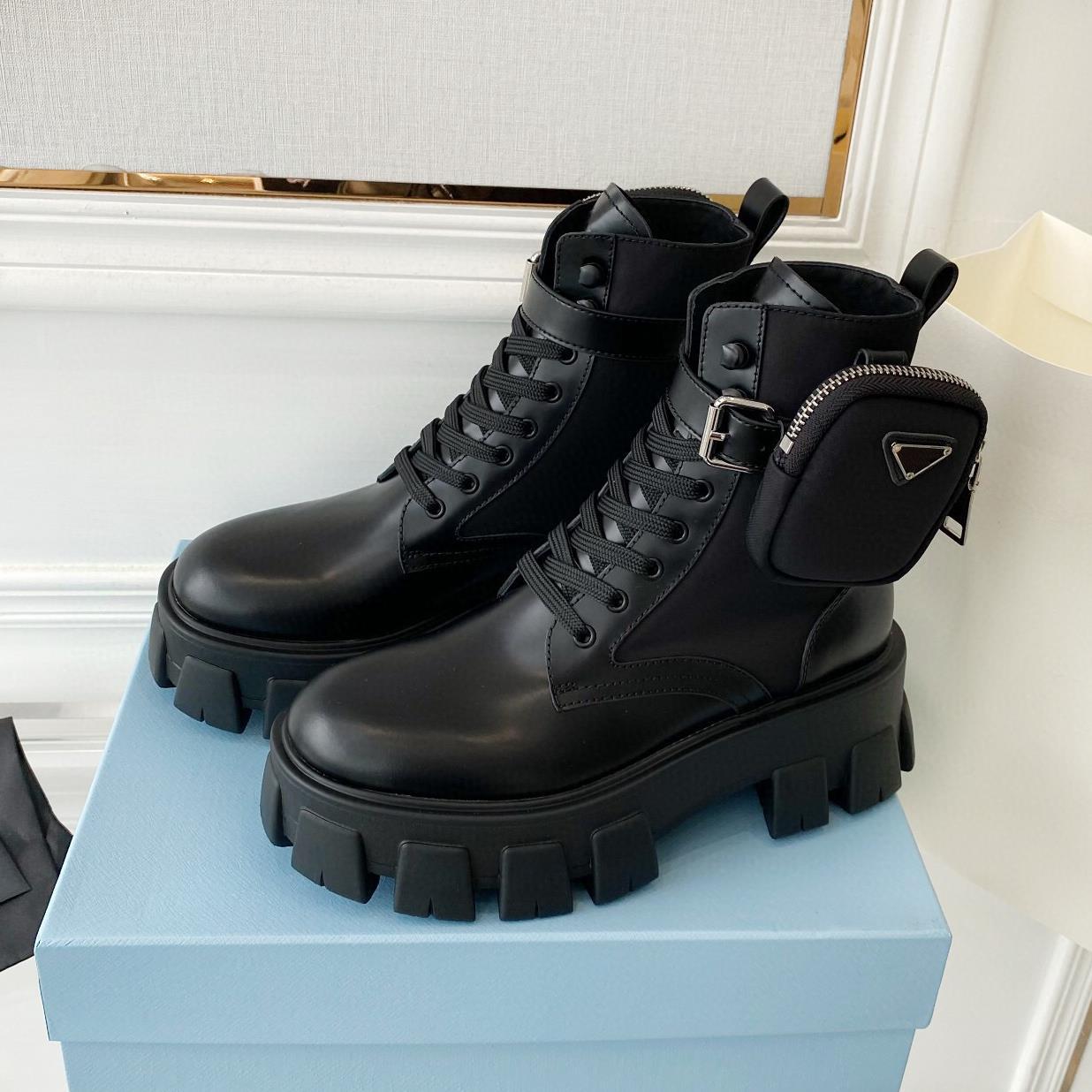 Round Toe Short Boots Thick Bottom Non-Slip Genuine Leather High Quality Boots