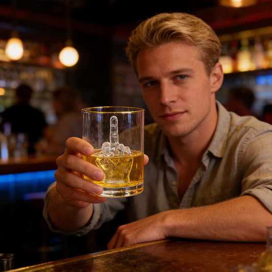 Middle Finger Whiskey Glass with 3D Finger Inside