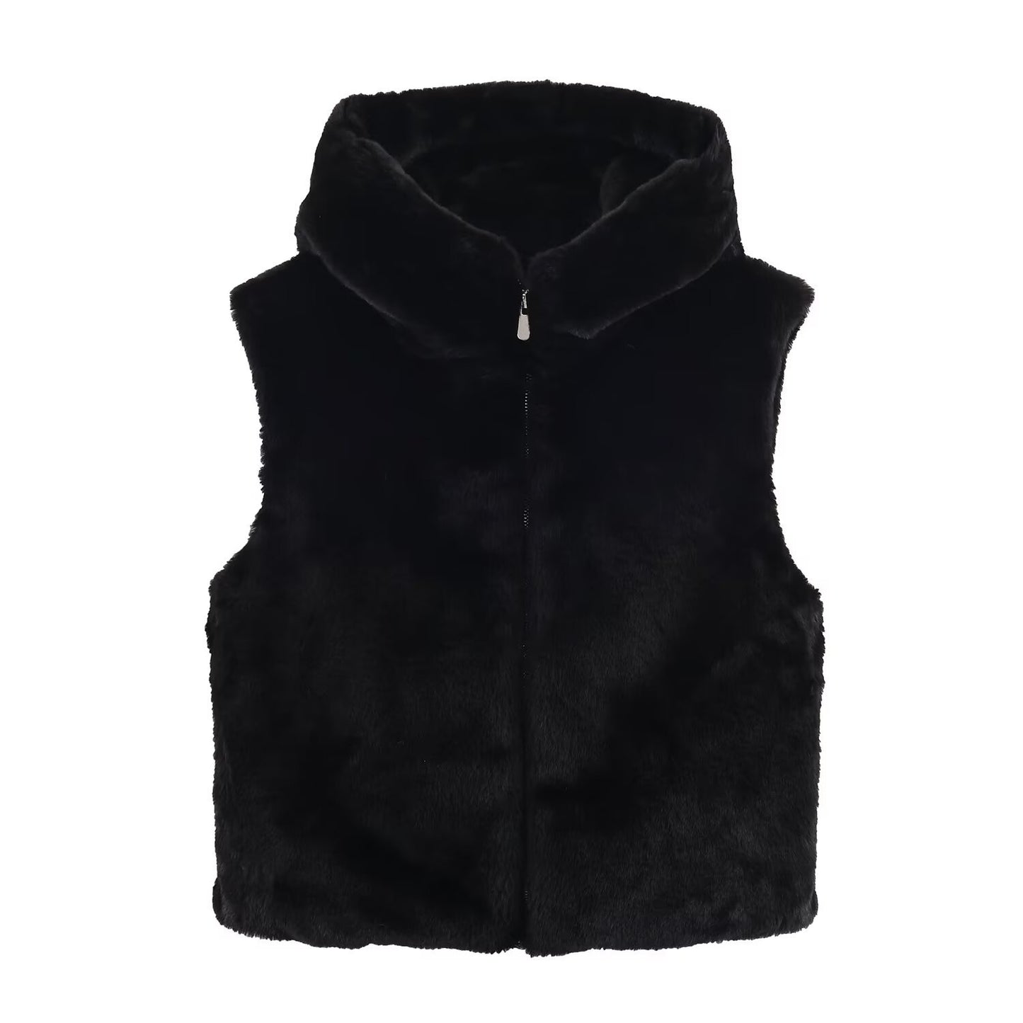 Hooded faux Fur vest