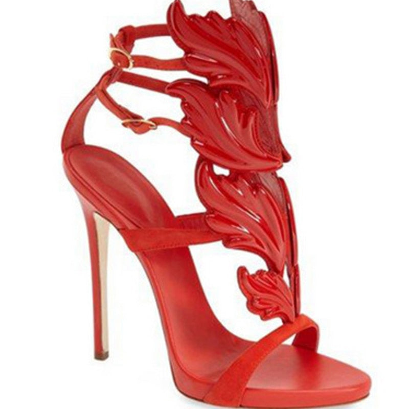 Leather Sandals Gold Leaf Flame Gladiator Sandal Shoes Party Dress Shoe Patent High Heel Sandals