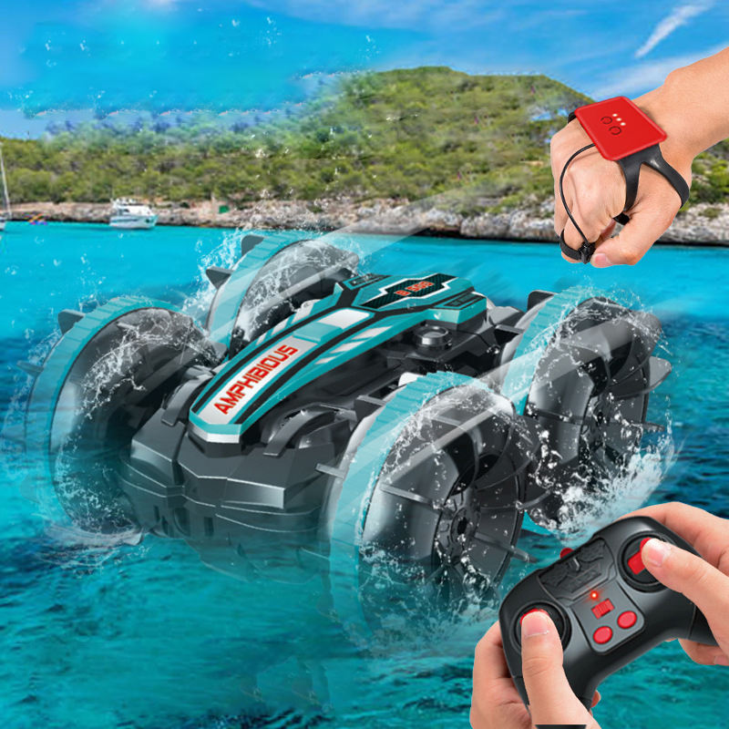 4WD Amphibious Remote Control Car 2.4G Waterproof Double-Sided Power Driving Tank Car Remote Control