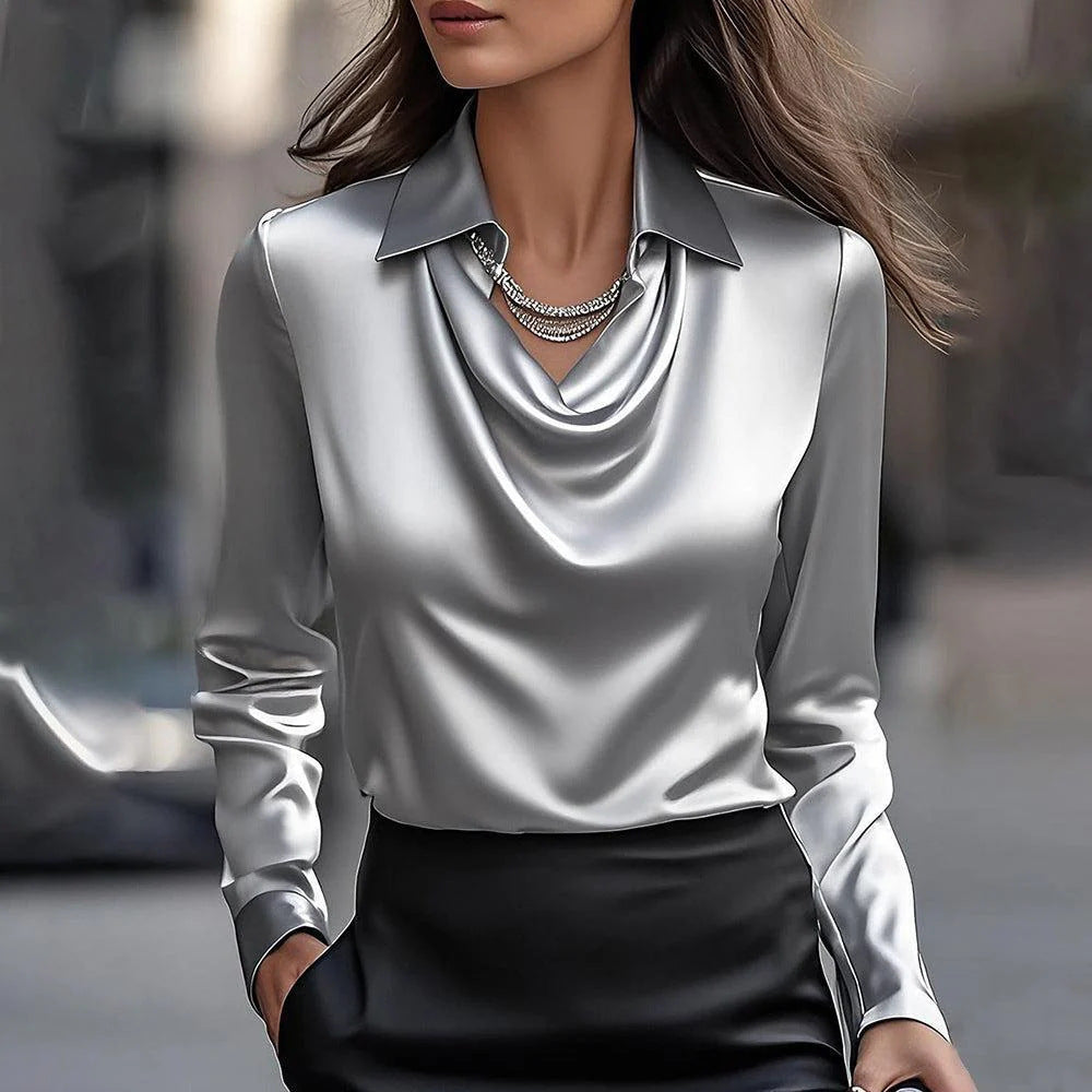 Printed minimalist swing collar shirt collar women's top