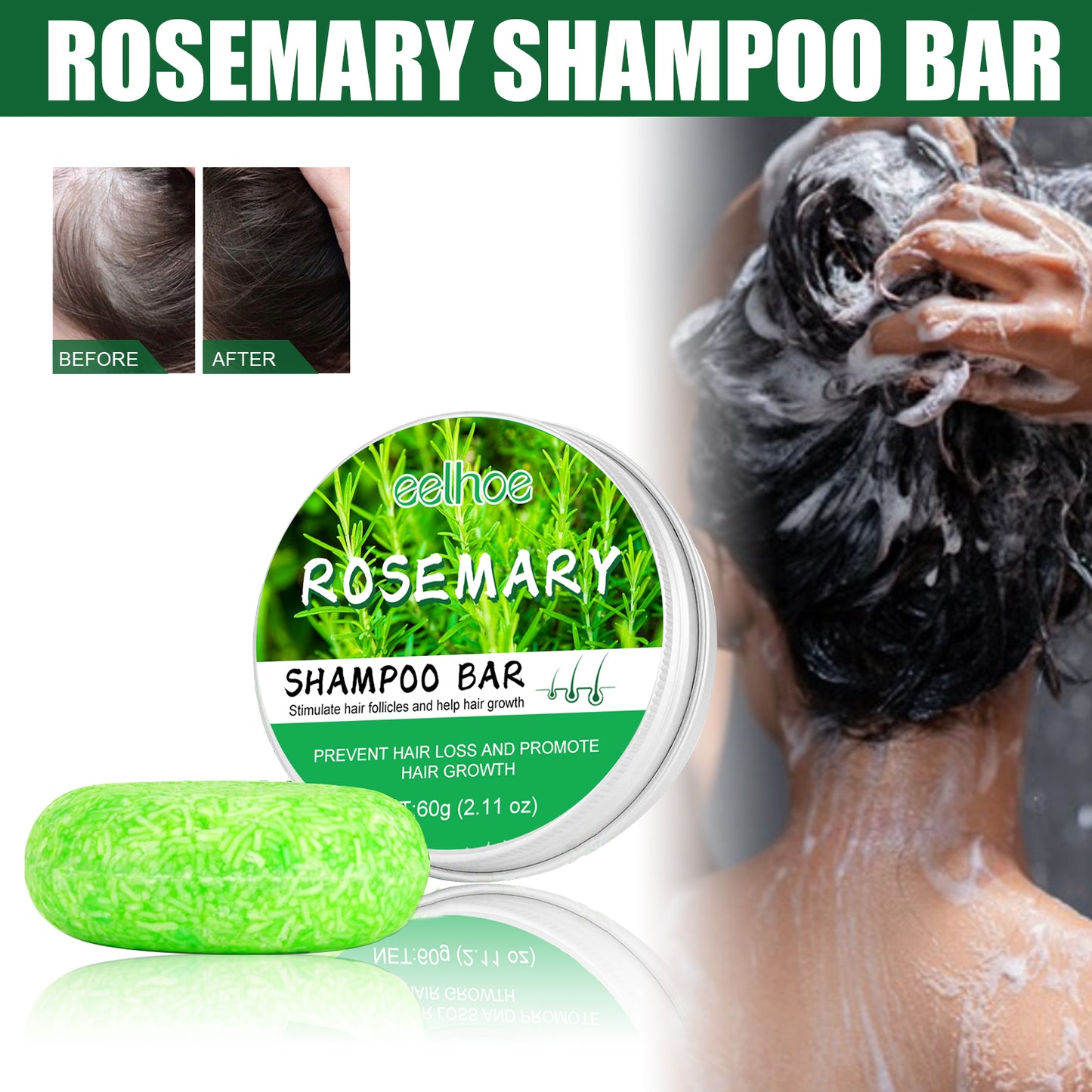Rosemary Dense Hair Shampoo Soap To Remove Dandruff, Nourish Hair, Moisten Hair, Nourish Scalp And Improve Frizz