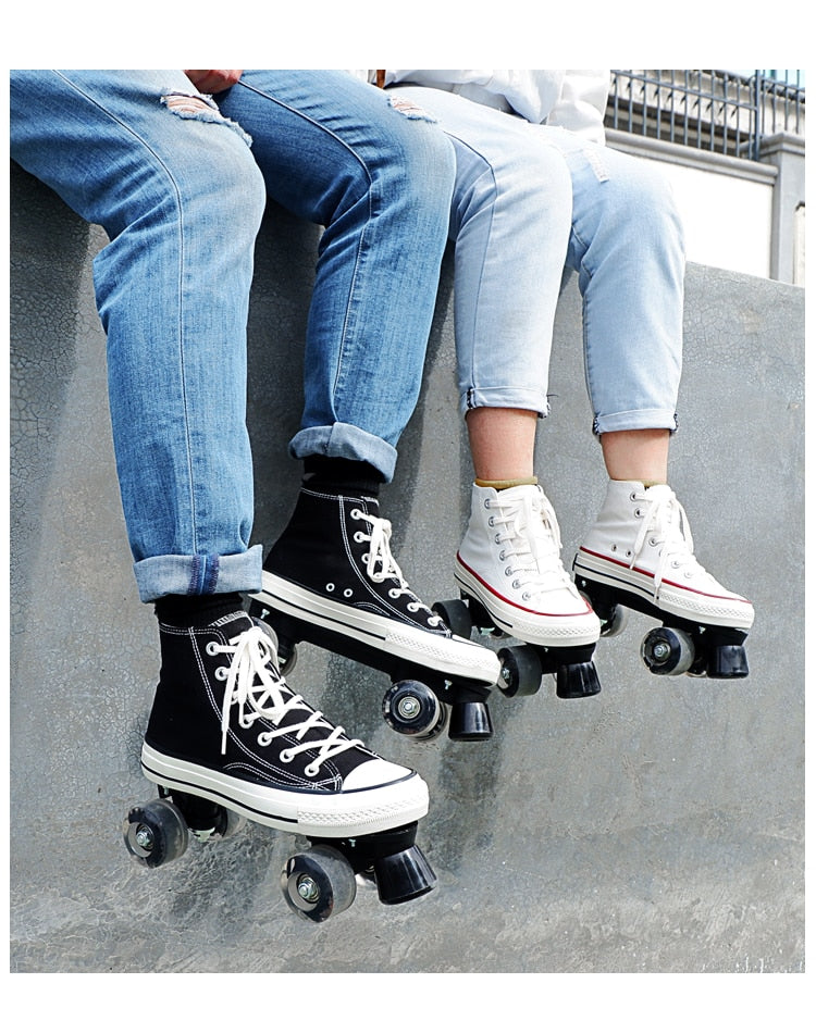 Canvas Roller Skates 4-wheels Sneakers