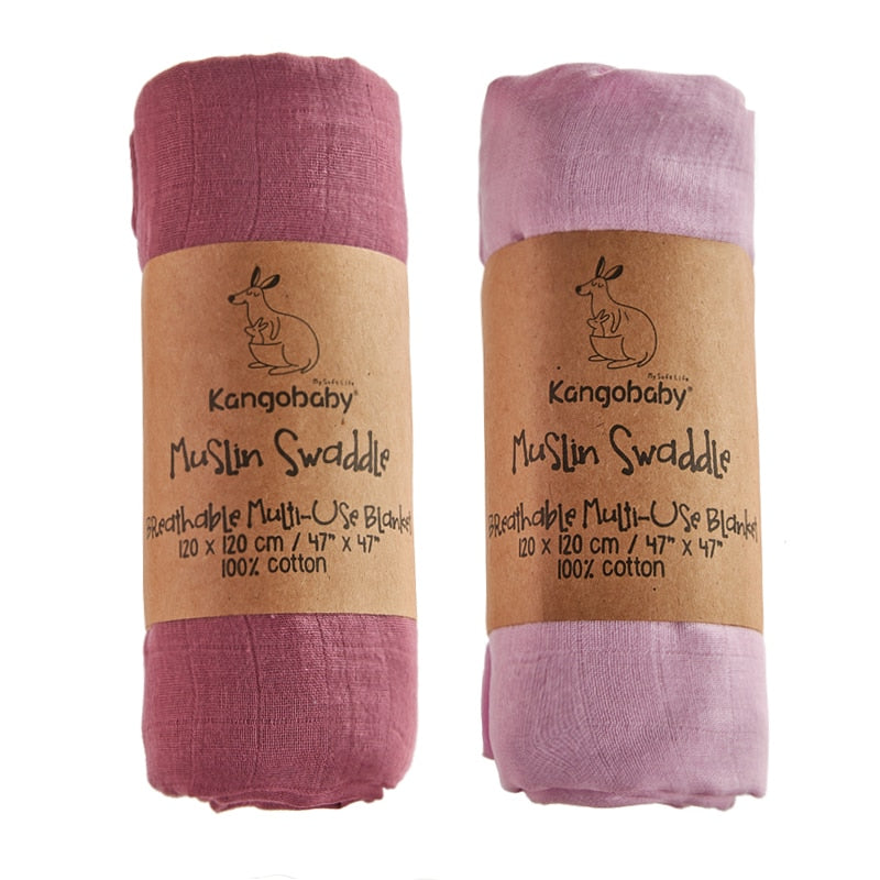 100% Cotton Plain Color 2pcs Set Swaddle Blanket