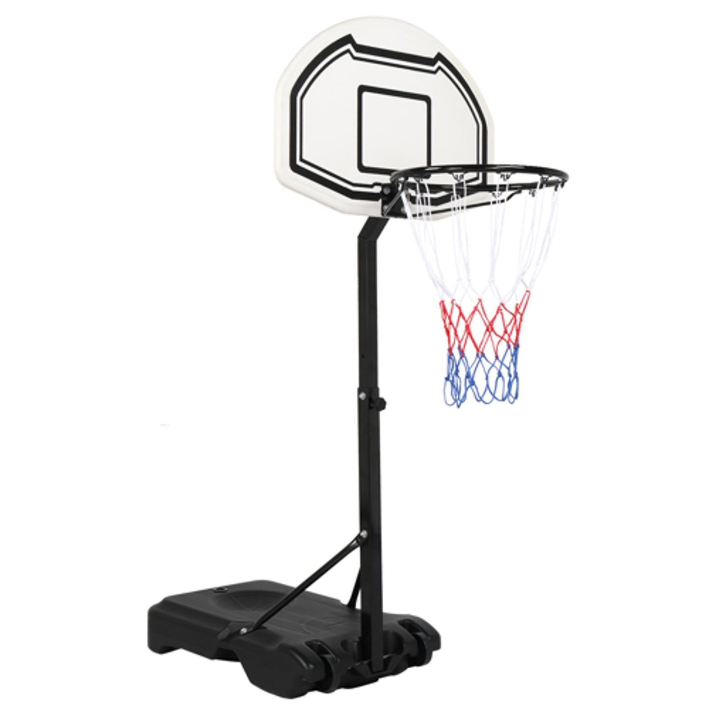 28" x 19" Backboard Adjustable Pool Basketball Hoop System Stand Kid Poolside Swimming Water Maxium Applicable Ball Model 7# White & Black
