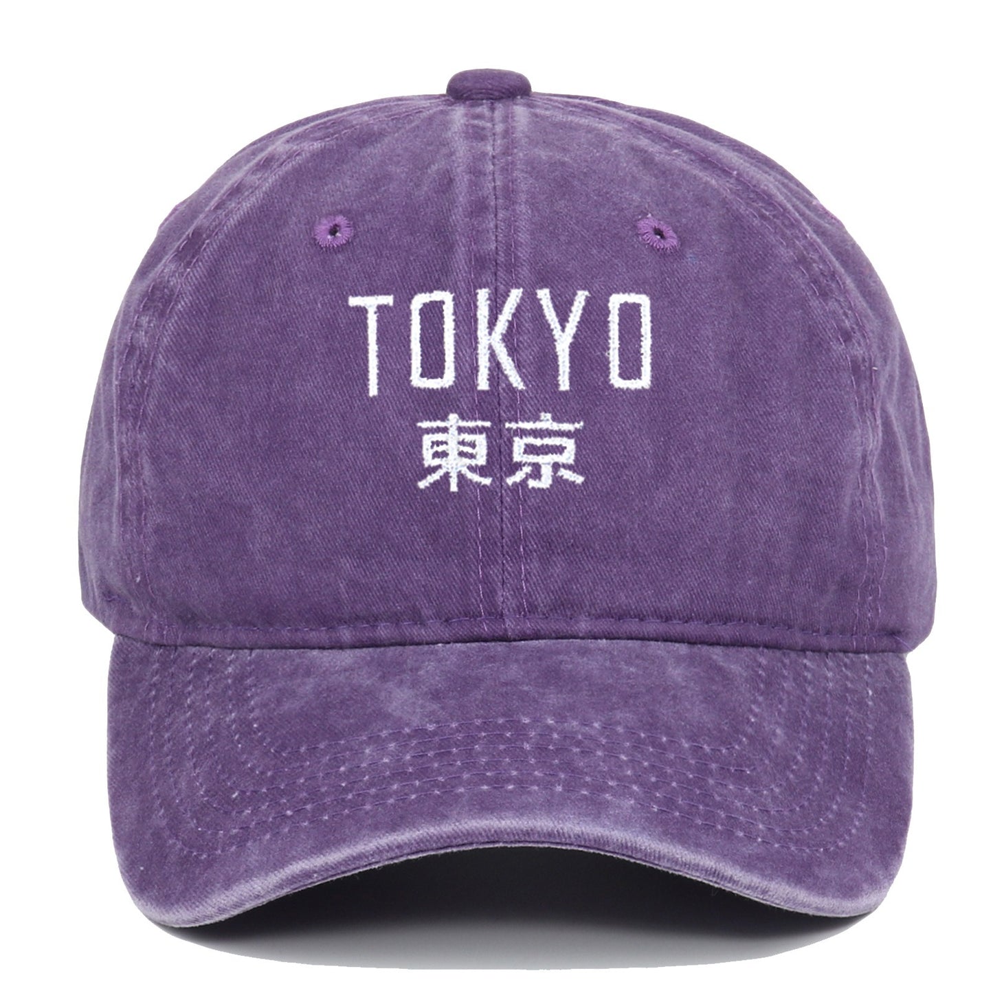 Tokyo letter embroidery soft top washed baseball cap