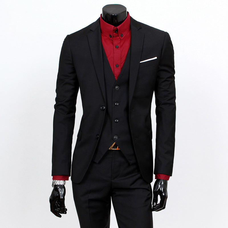 Suit set men's three piece set British casual business suit