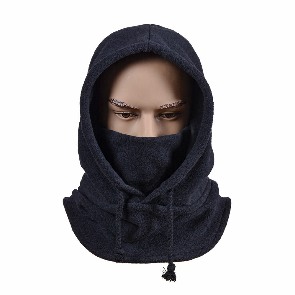 Polar Fleece Outdoor Riding Headgear Windproof Fleece Hat Warm Bib Face Shield One-Piece Mask