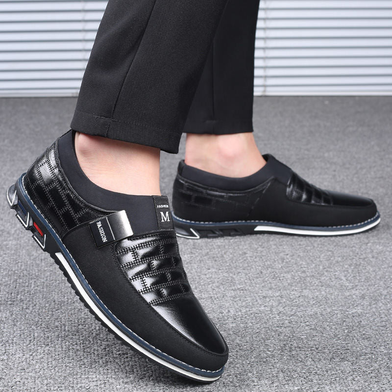 Leather Men Casual Shoes Loafers Moccasins Breathable Slip on Black Driving Shoes Plus Size 38-46