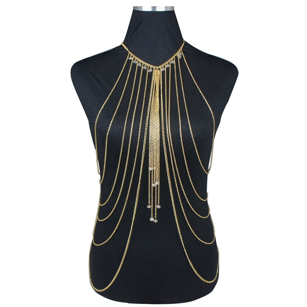 Crystal Multi layered Long Necklace Body Chain