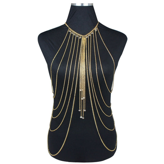 Crystal Multi layered Long Necklace Body Chain
