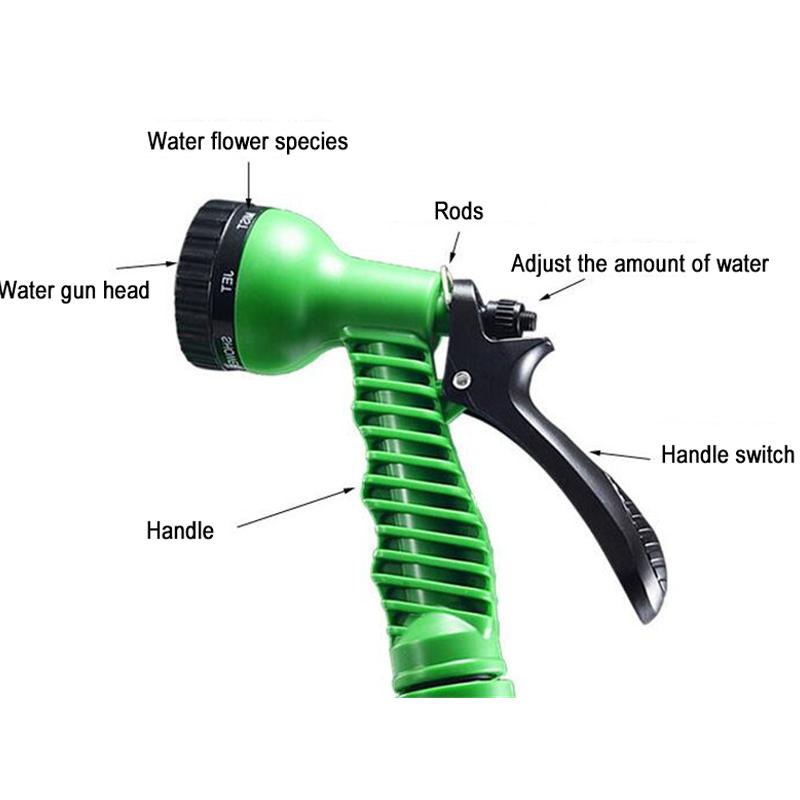 25FT Car Wash Water Gun Flexible Garden Hose Expandable High Pressure Spray Gun With Pipe 7 Modes To Watering