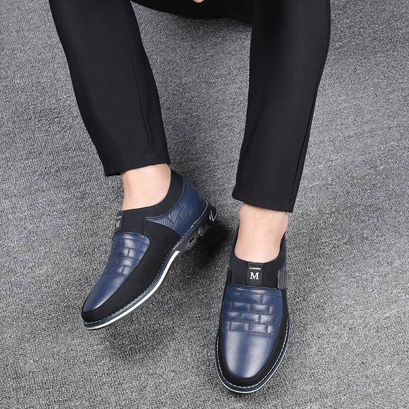 Leather Men Casual Shoes Loafers Moccasins Breathable Slip on Black Driving Shoes Plus Size 38-46