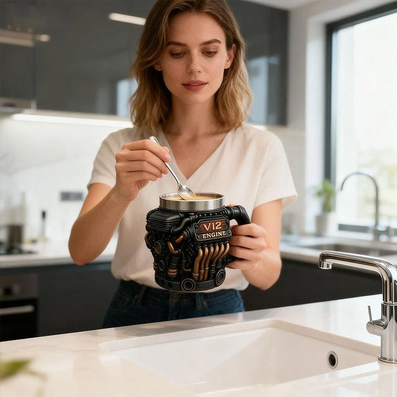 V8 Engine Mug | Stainless Steel Coffee Cup