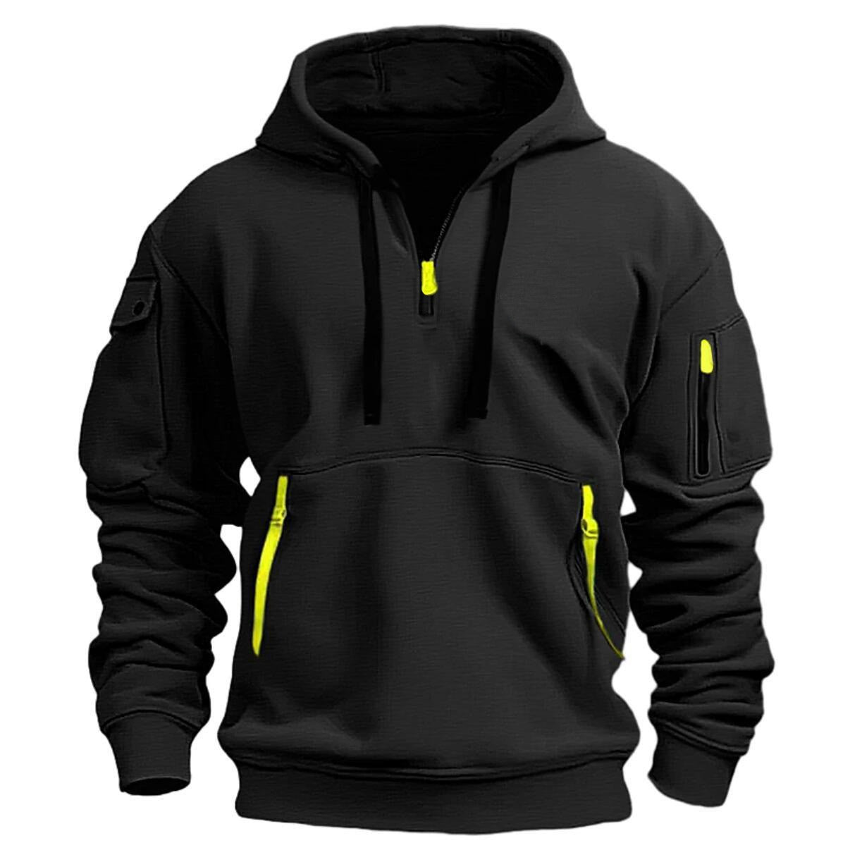 Hoodie hooded sweatshirt with zipper multi pocket pullover