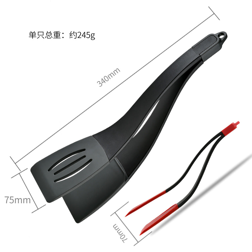 3 In 1 Frying Spatula Clip Silicone Food Clip Frying Steak Pancakes Shovel Slotted
