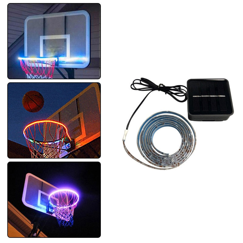 1 PCS LED Basketball Hoop Light Basketball Rim Changing Induction Lamp Solar Light Playing At Night LED Strip Lamp
