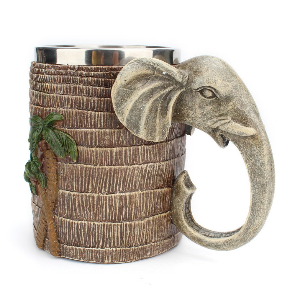 3D Tropical Rainforest Elephant Stainless Steel Coffee Mug