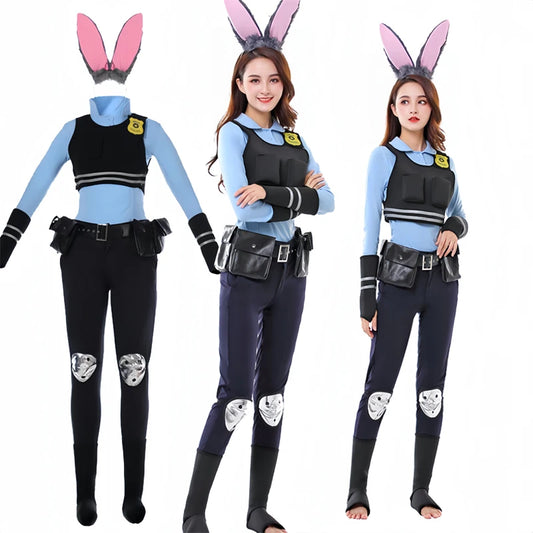 NEW!!! Zootopia Judy Bunny Costume Disguise Cartoon Zoo Roleplay Fantasia Outfits