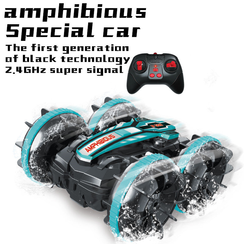 4WD Amphibious Remote Control Car 2.4G Waterproof Double-Sided Power Driving Tank Car Remote Control