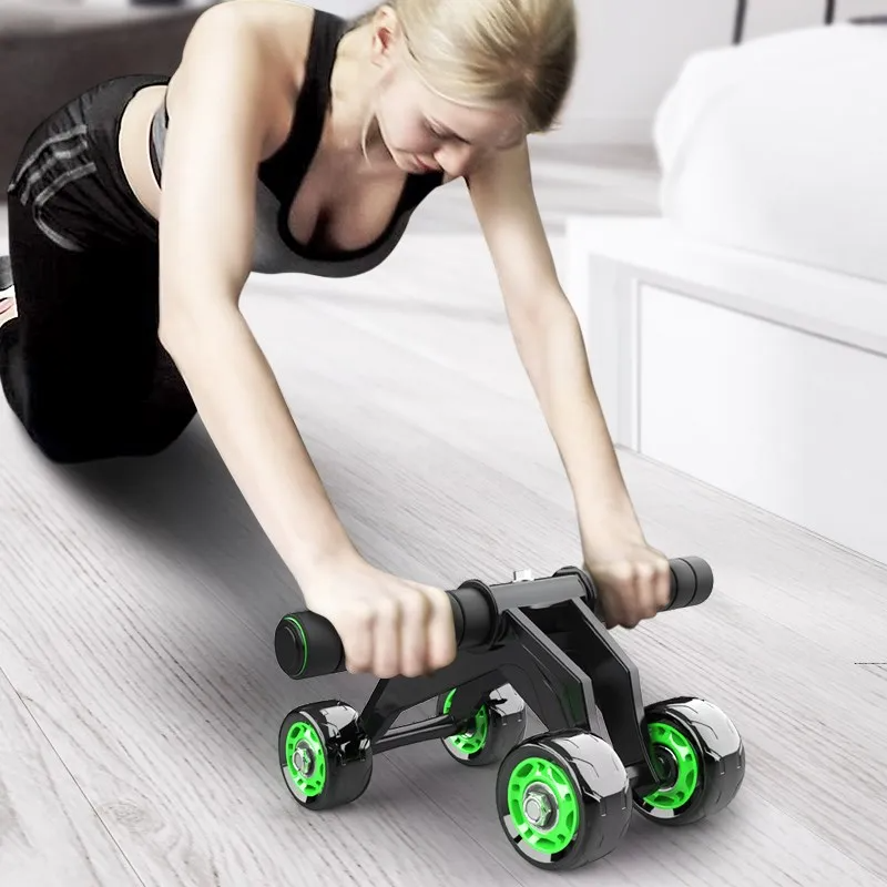 Abdominal 4 Wheel Exercise Wheel Abdominal Set Kit Gym Equipment