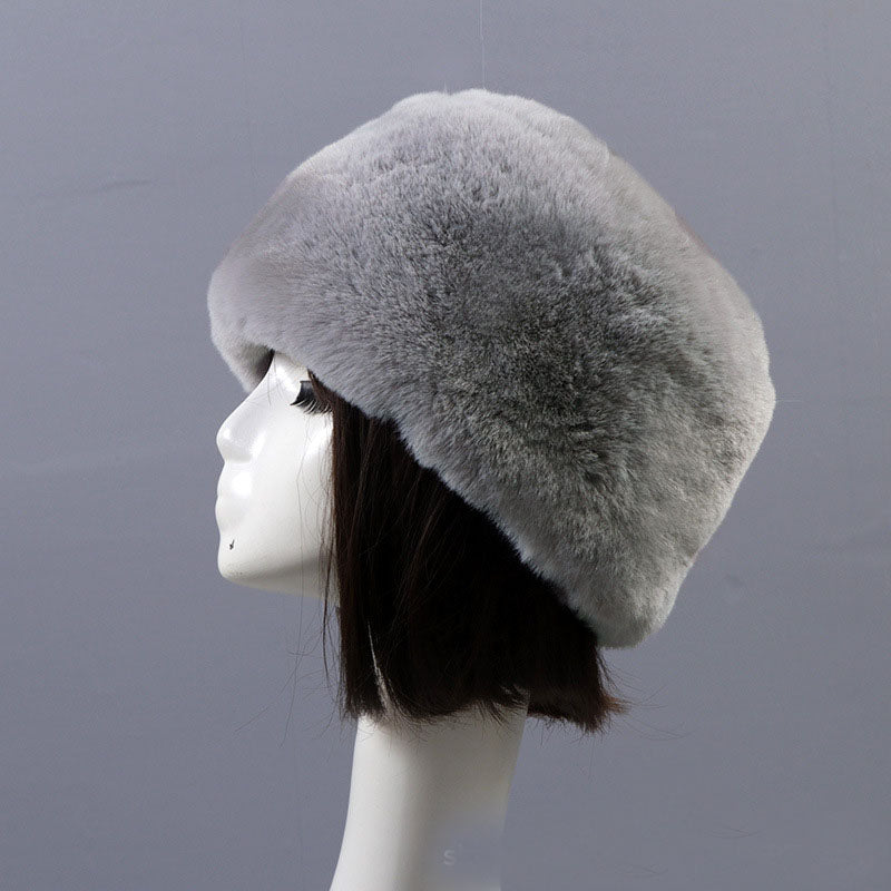 Otter Rabbit simulation fur round flat top brimless hat