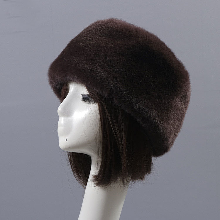 Otter Rabbit simulation fur round flat top brimless hat