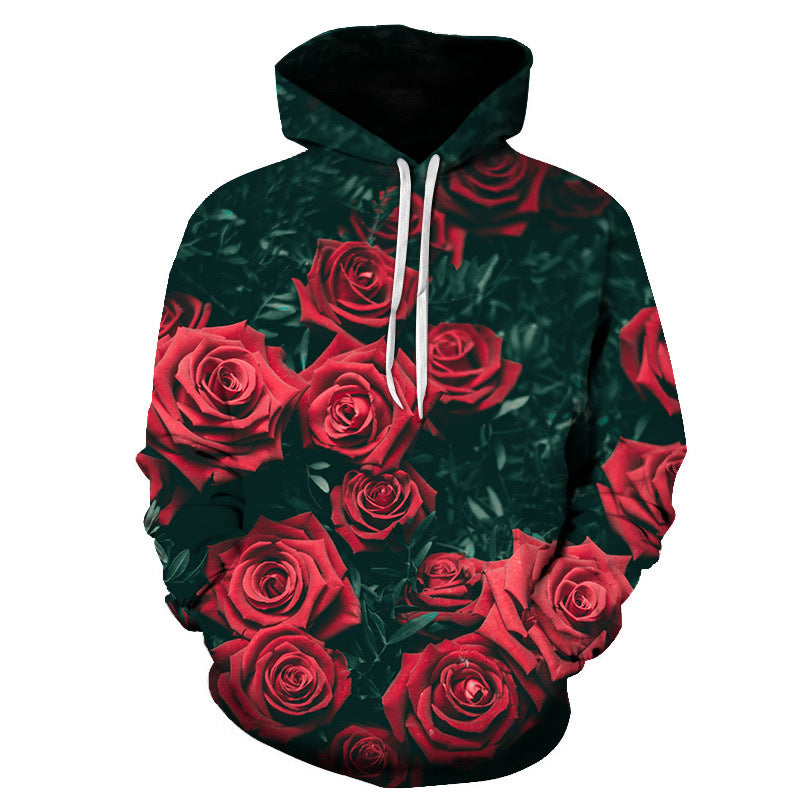 3D digital printed Red Roses Hoodie