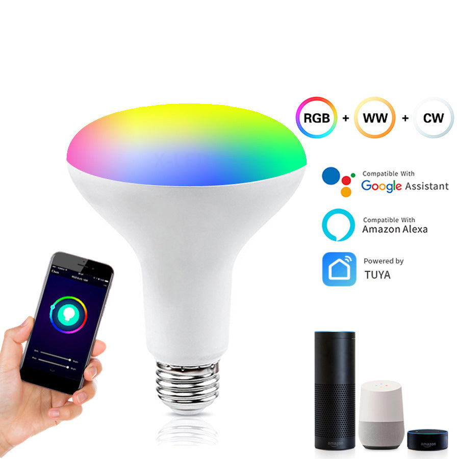 Smart WIFI Bulb Light BR30 9W Colorful RGBCW Voice Control Speaker