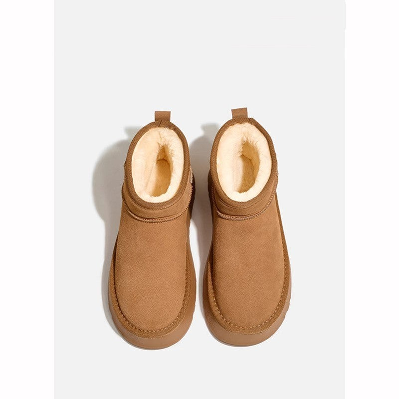 Thick velvet waterproof sponge cake short tube height increasing cotton shoes