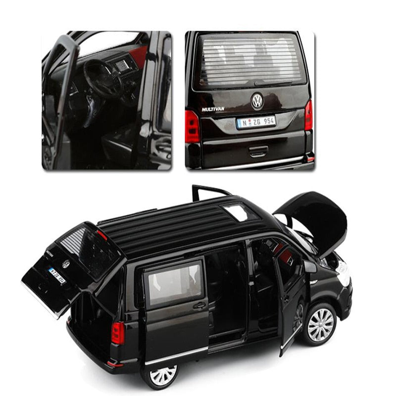 1:32 Zinc Alloy Bus Volkswagen Multivan T6 Van Alloy Car Diecast MPV Model Sound Lights