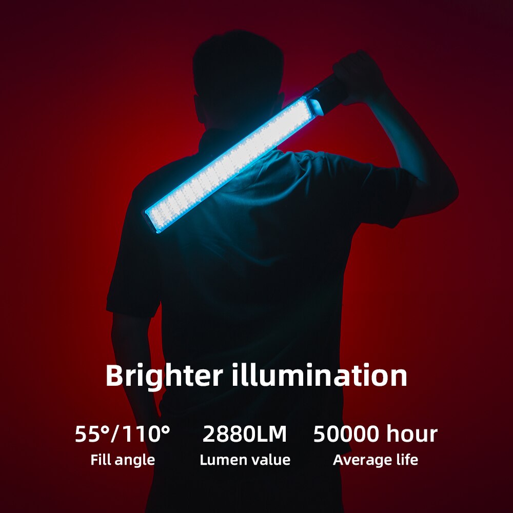 Handheld 3200K-5500K RGB Colorful Ice Stick LED Video Light Touch Adjusting Controlled by Mobile Phone App