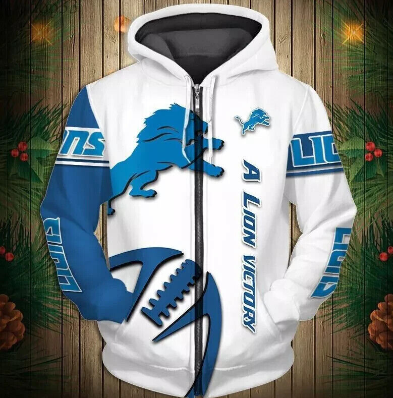 Detroit Lions New York Giants Buffalo Bills Digital Print zipper hooded cardigan jacket