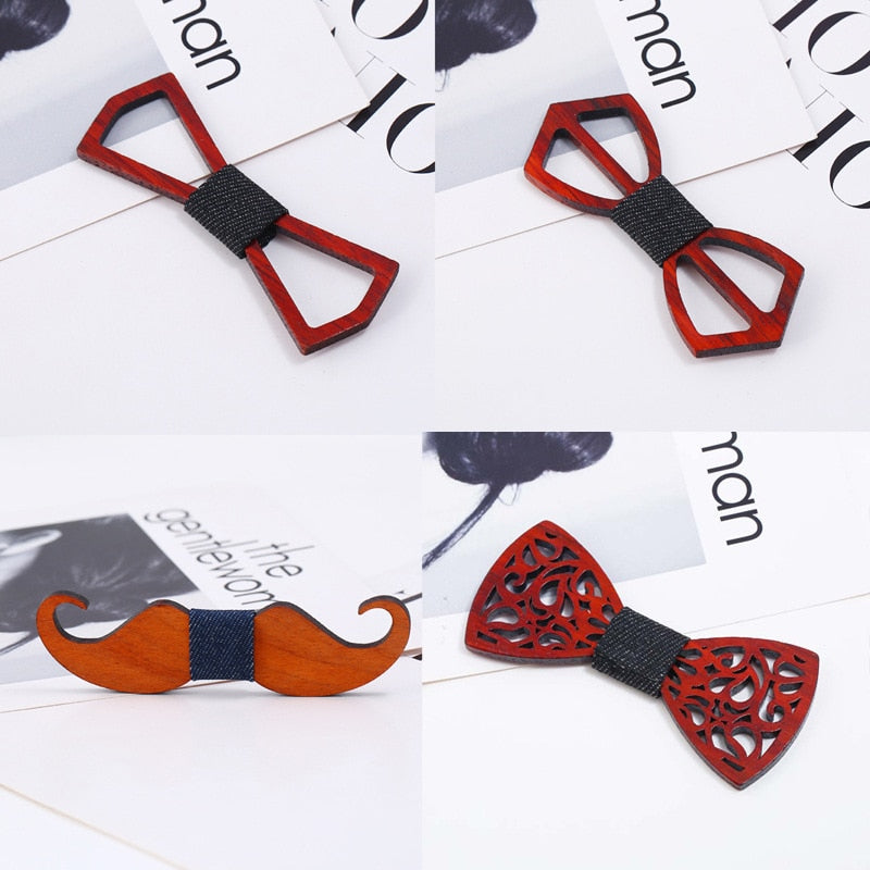 Chicago Style Wood Elegant Gentleman Bow Ties