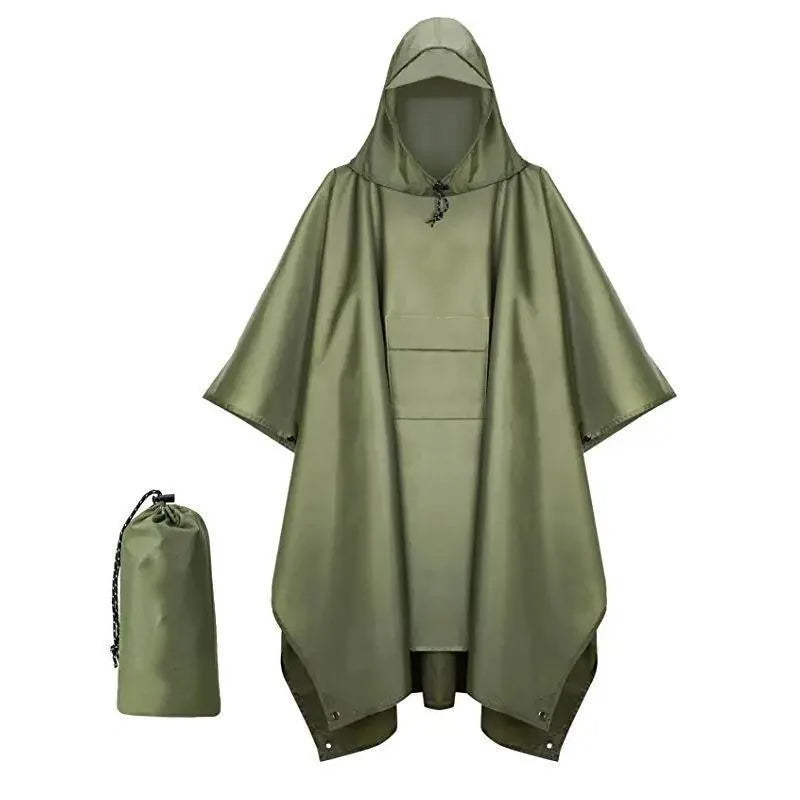3 In 1 Outdoor Raincoat Hooded Sleeve Waterproof Rain Poncho
