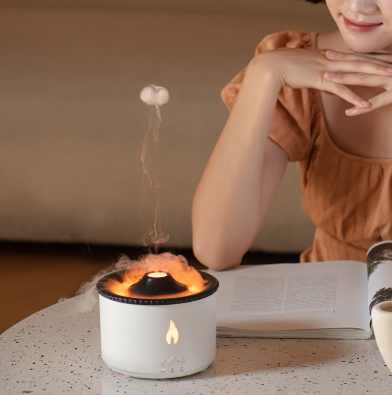 Simulation flame aromatherapy machine remote control spray jellyfish humidifier new spit ring humidifier