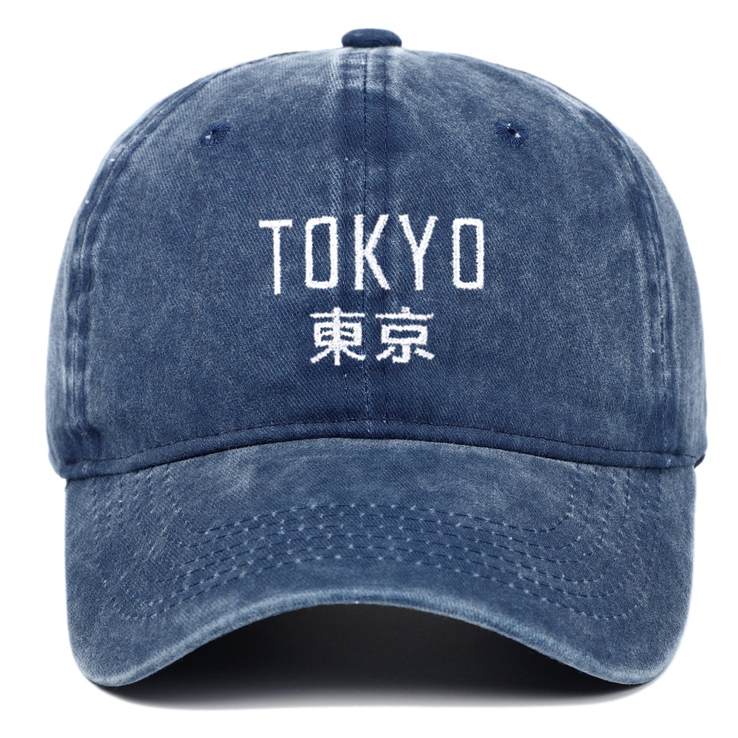 Tokyo letter embroidery soft top washed baseball cap
