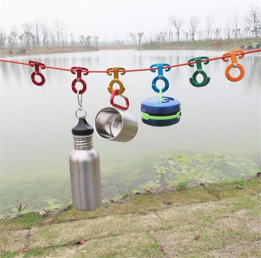 5PCS Aluminum Rope Hangers Multifunction Outdoor Camping Tent line Tool Paracord Rope Buckles