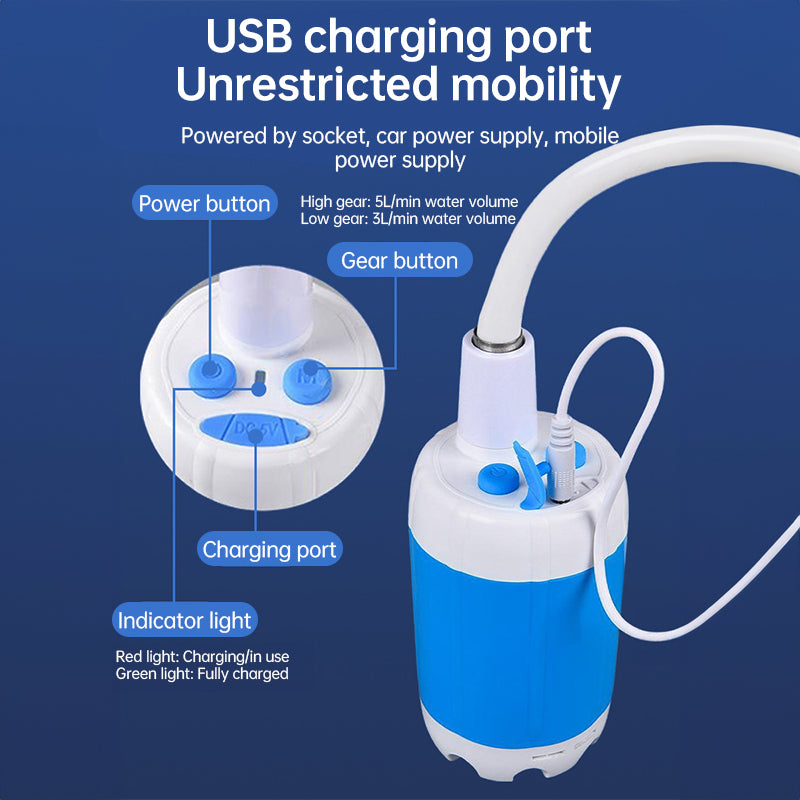 Rechargeable Electric Camping Shower Pump with Smart Digital Display