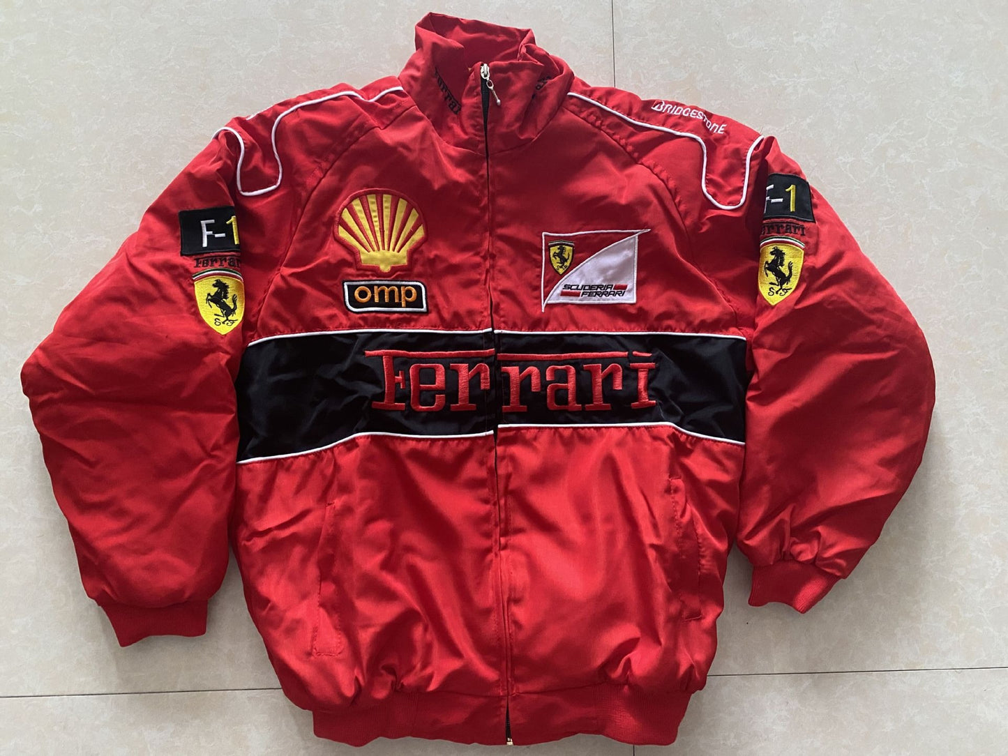 Unisex F1 racing style retro style cotton full embroidery jacket