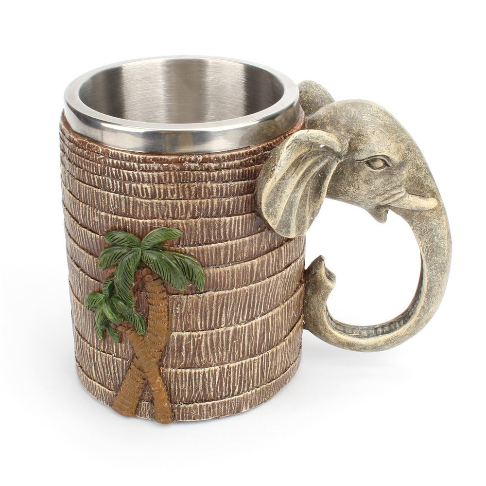3D Tropical Rainforest Elephant Stainless Steel Coffee Mug