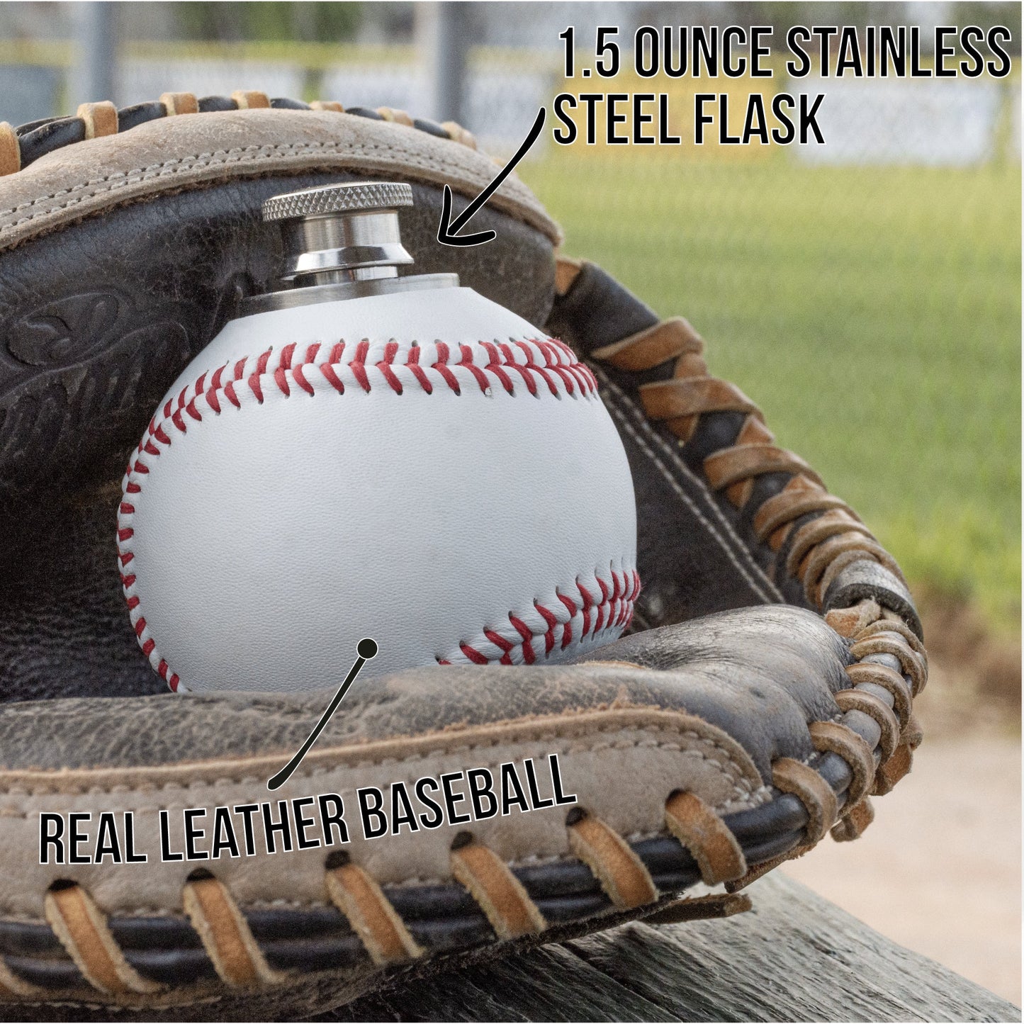 Baseball Flask, Made from a Real Baseball
