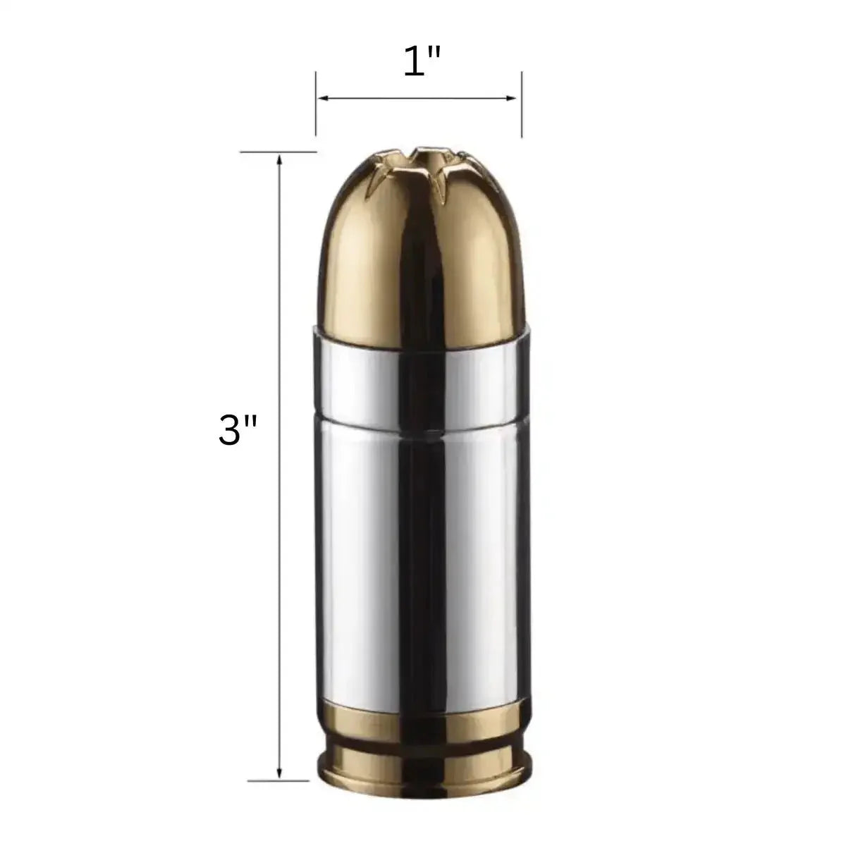 Bullet-Shaped Torch Lighter, 3-Inch, Blue Flame, Butane Refillable with Bottle Opener, Silver and Gold