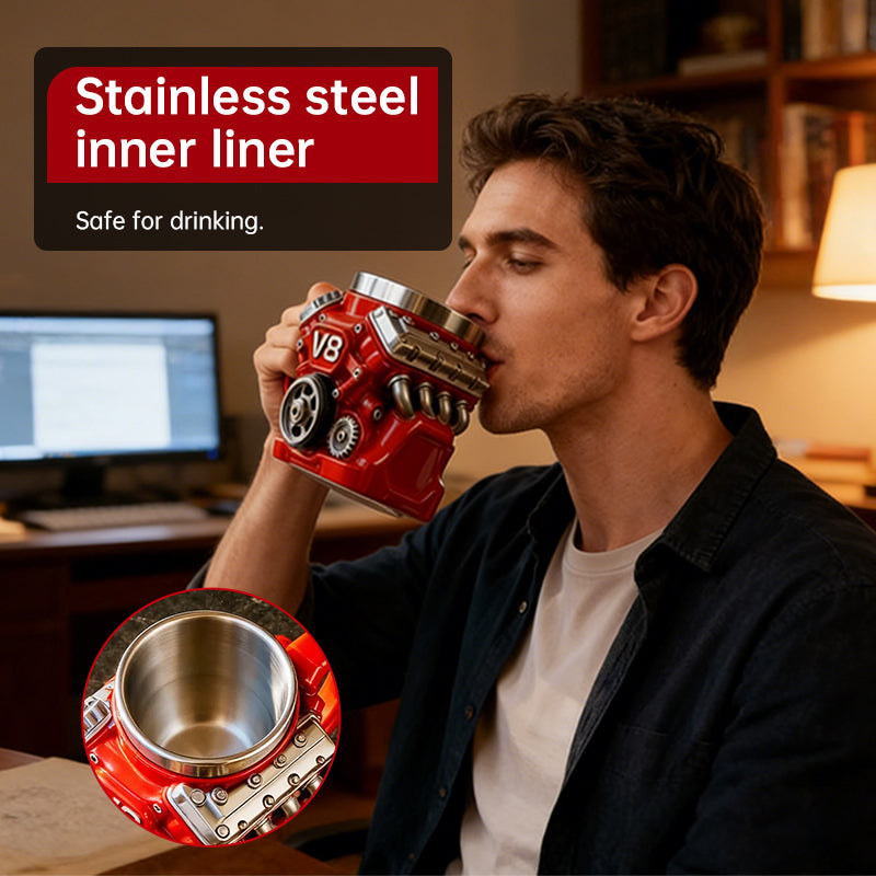 V8 Engine Mug | Stainless Steel Coffee Cup