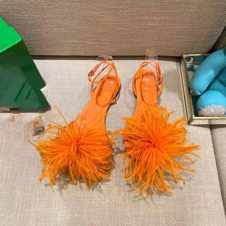 Turkey Hair Lady Fashion Hairy Fairy Style Flat Shoes Hair Shoes